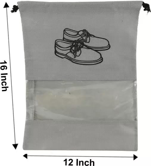 HSPL Reusable Non-Woven Shoe Storage Bags with Transparent Window – Pack of 6