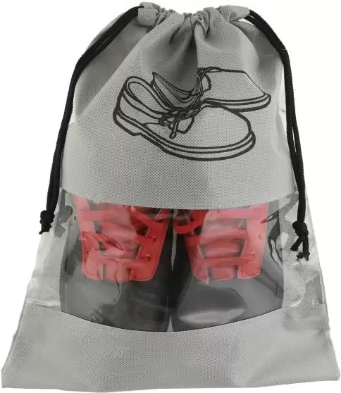 HSPL Reusable Non-Woven Shoe Storage Bags with Transparent Window – Pack of 6