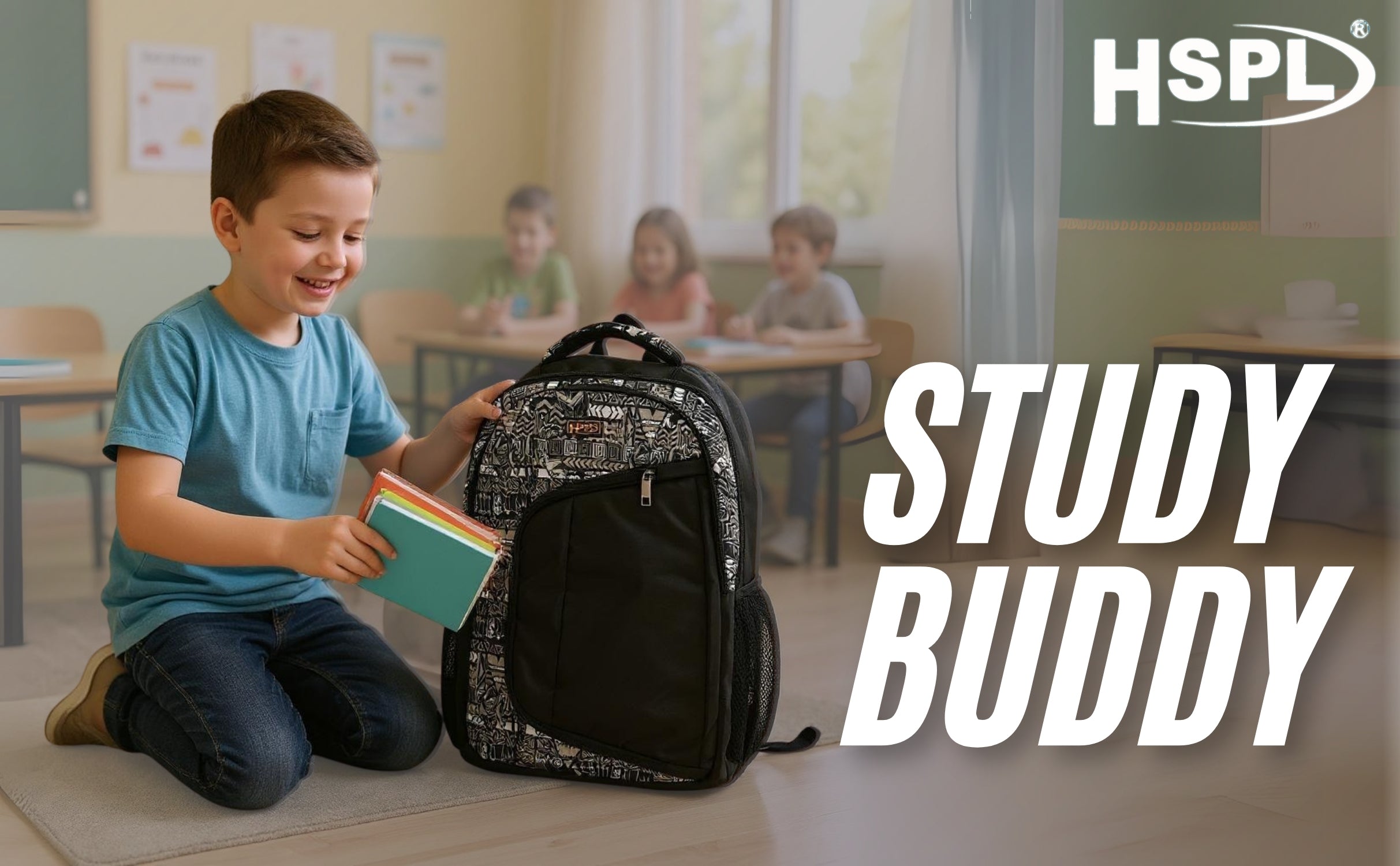 HSPL Printed Laptop & Study Backpack
