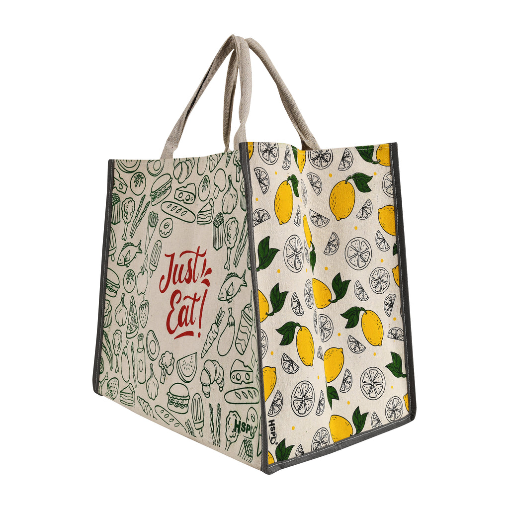 HSPL Multi-Pocket Canvas Grocery Organizer Tote Bag