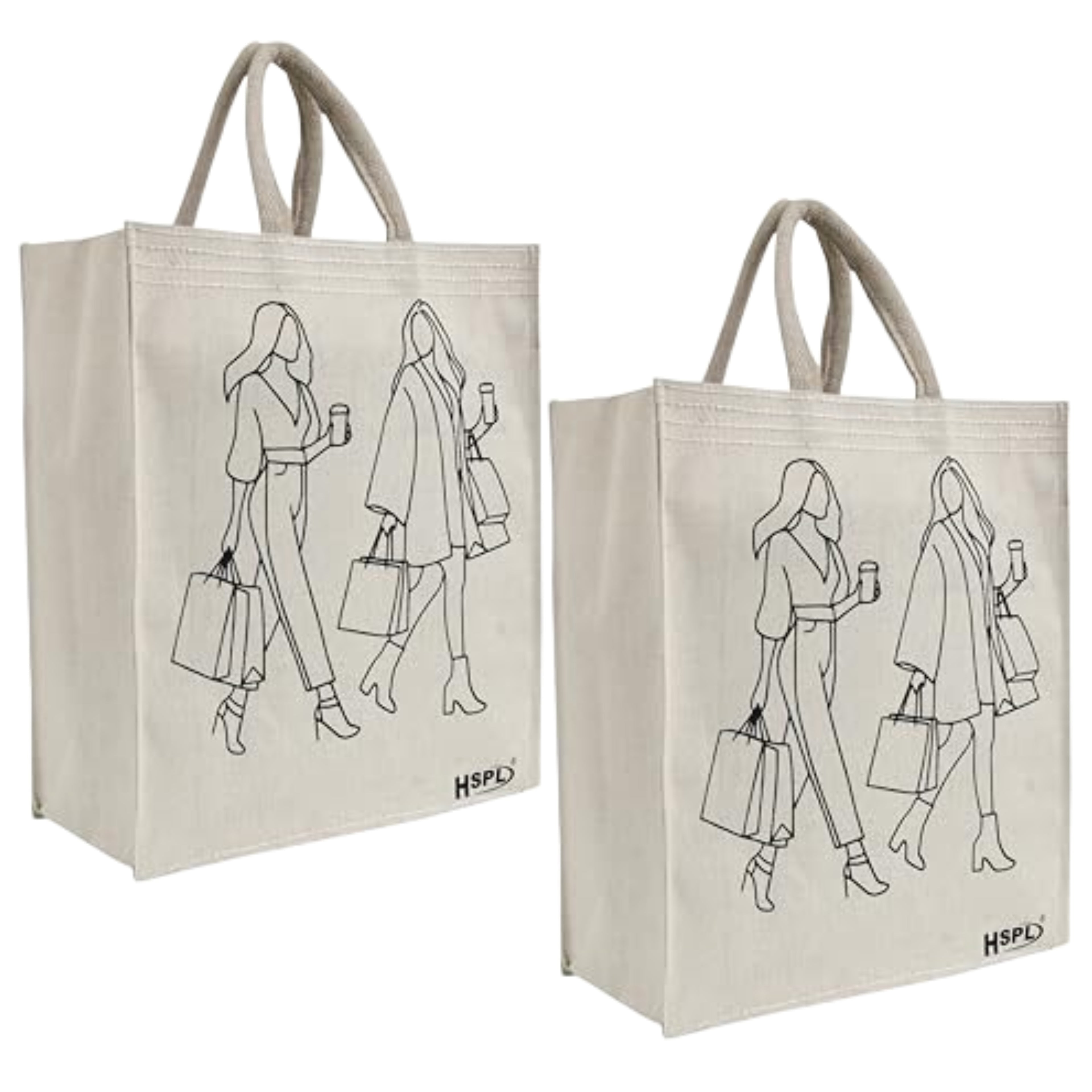 HSPL Printed Canvas Shopping Tote Bags (Pack of 2)